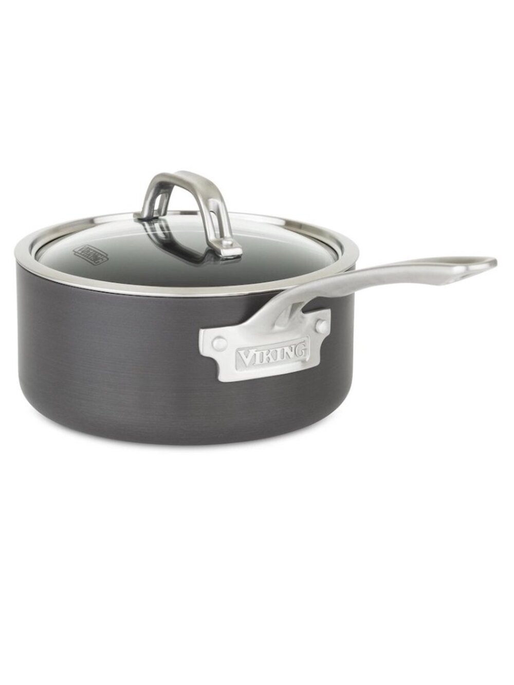 Viking Anodized Nonstick 3 Quart Saucepan with Glass Lid  NEW